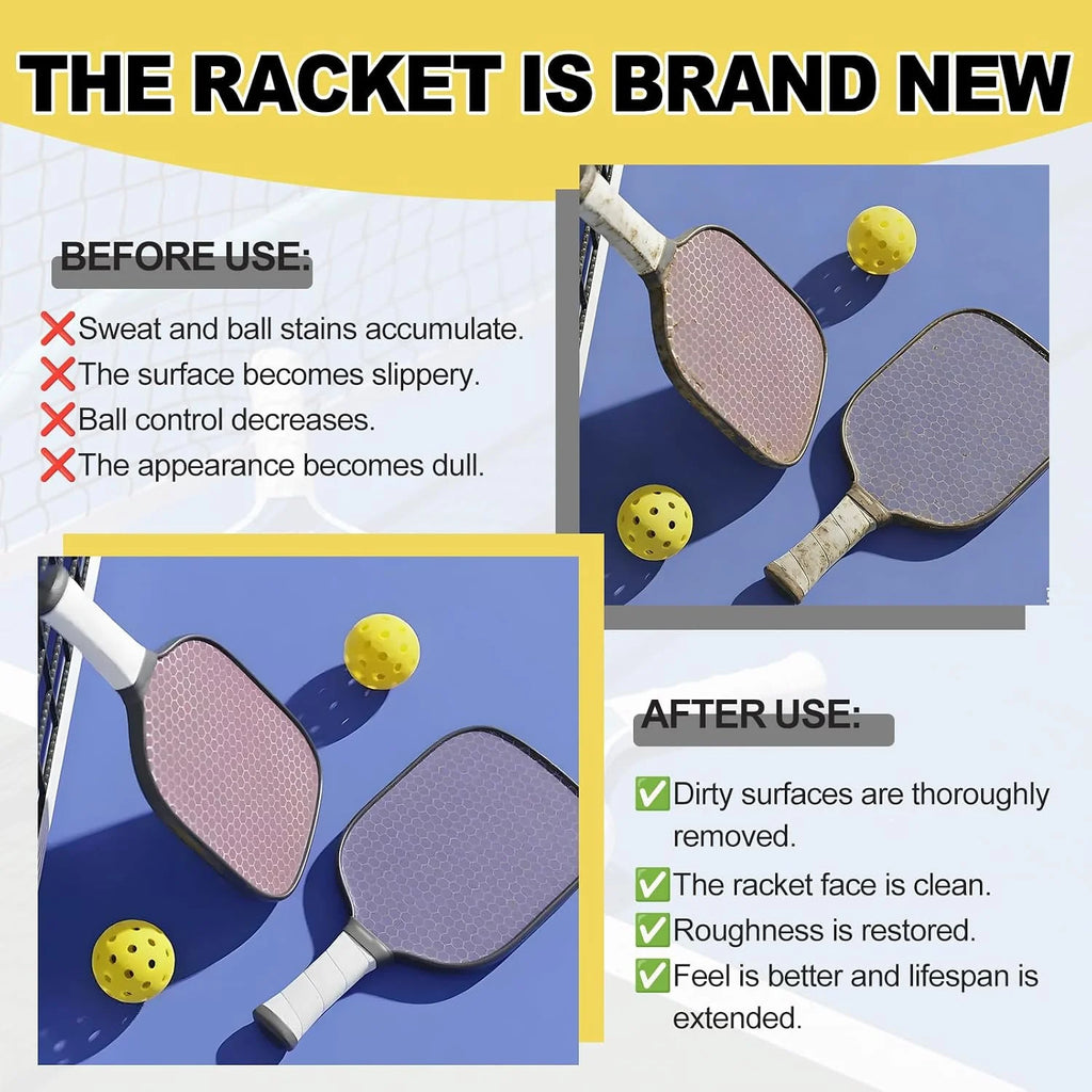 SIKEZHAN 120Ml Pickleball Paddle Cleaner Spray Kit, Premium Rubber Eraser Block and Microfiber Towel for Face Spin Restoration