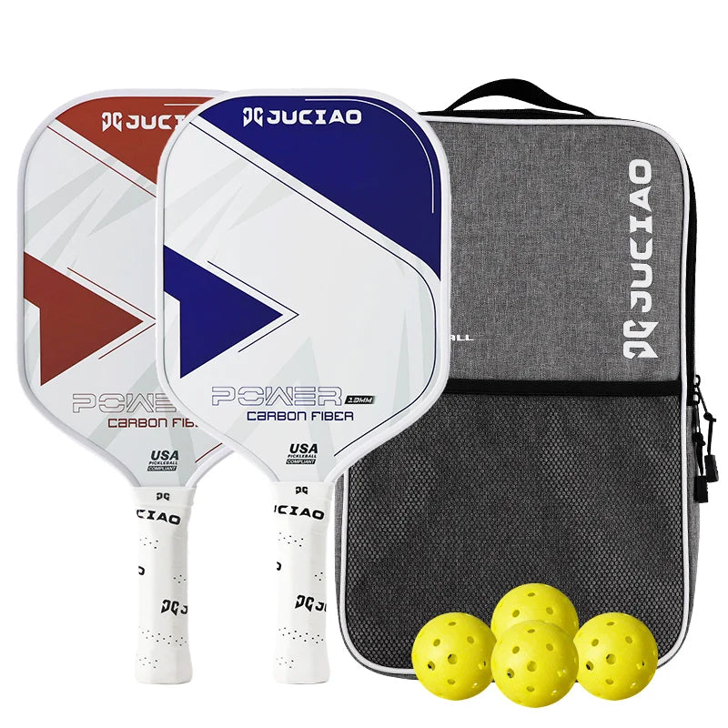 Pickleball Paddles Set of 2 – Multiple Colors Carbon Fiber Surface 13Mm Lightweight Set Includes 4 Balls