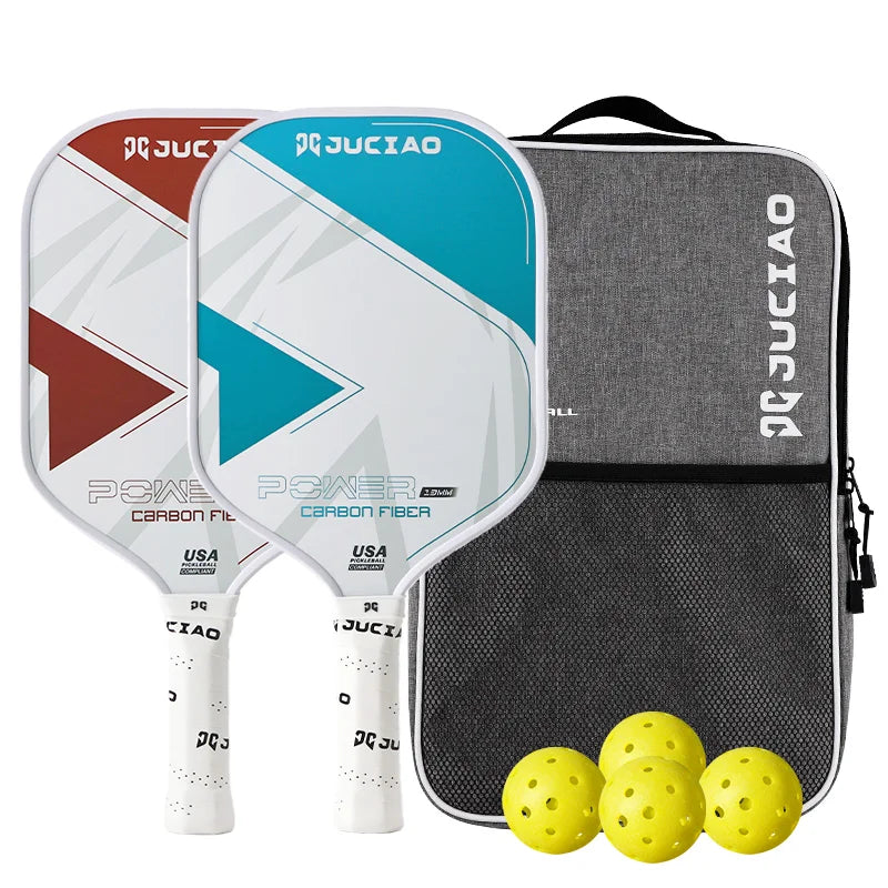 Pickleball Paddles Set of 2 – Multiple Colors Carbon Fiber Surface 13Mm Lightweight Set Includes 4 Balls