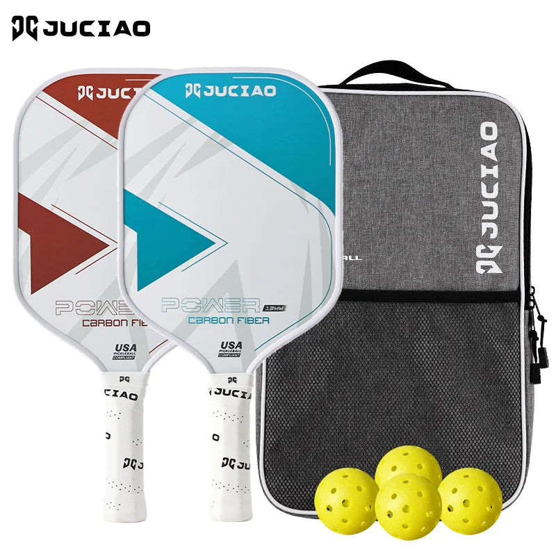 Pickleball Paddles Set of 2 – Multiple Colors Carbon Fiber Surface 13Mm Lightweight Set Includes 4 Balls