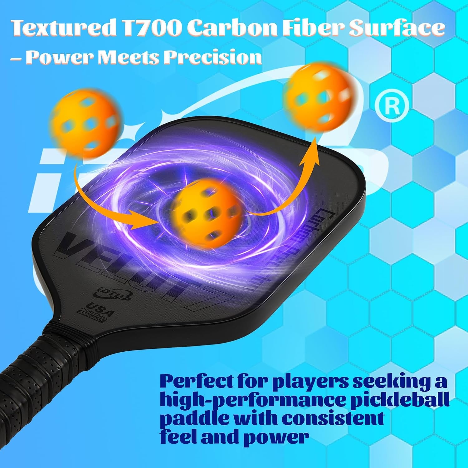 Pickleball Paddles,Pickleball Paddle,Carbon Fiber Pickle Ball Paddle-16Mm,Hot Pressing Process Racket for Lightweight,Superior Control,Spin,Power and Consistency,Usapa Approved
