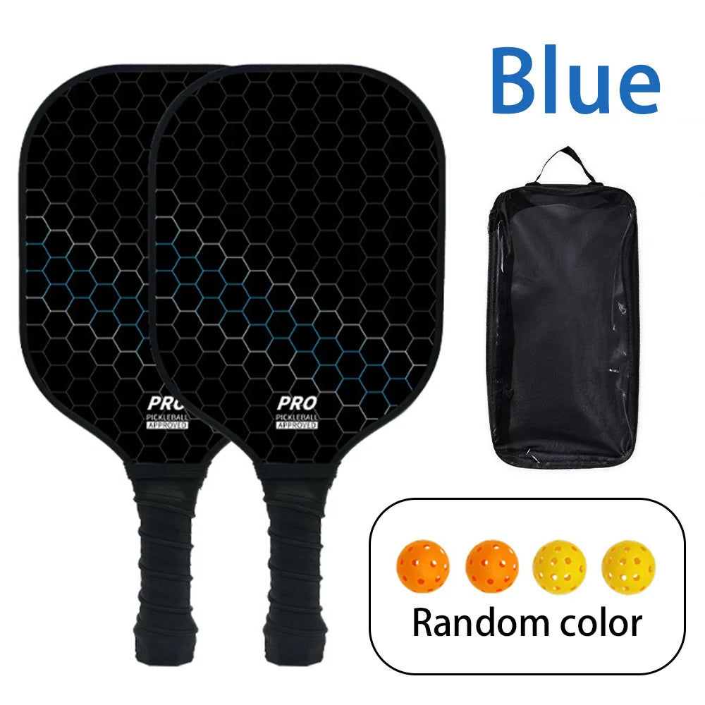 Poplar Wood Pickleball Paddles Set, Large Sweet Spot, Comfort Grip, Includes 4 Balls & Carry Bag for All Players