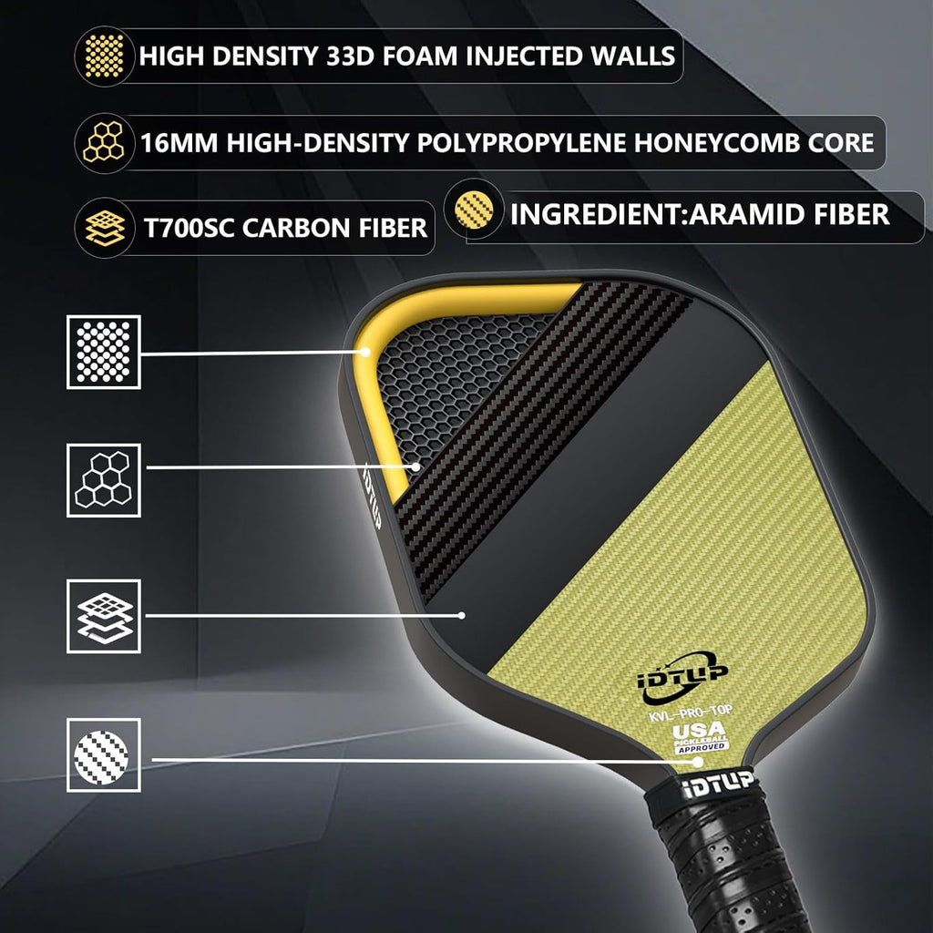 Pack Pickleball Pro Aramid Carbon (2 Palas + 4 Pelotas)