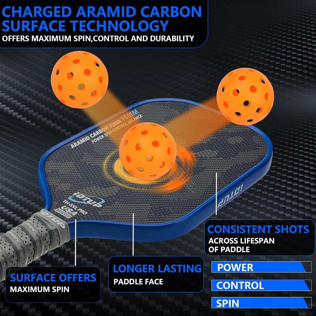 Pack Pickleball Pro Aramid Carbon (2 Palas + 4 Pelotas)