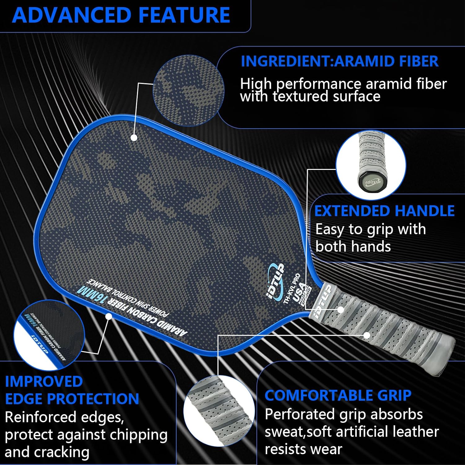 Pack Pickleball Pro Aramid Carbon (2 Palas + 4 Pelotas)
