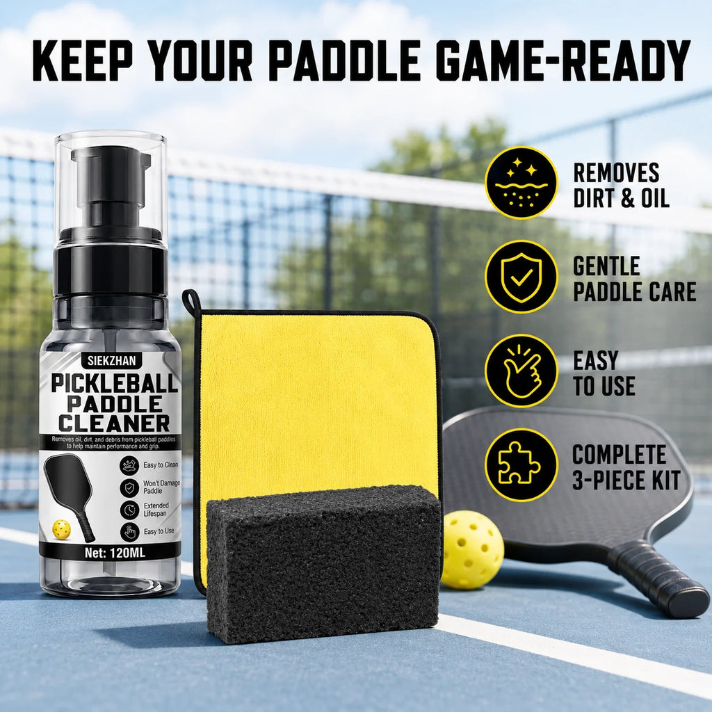 SIKEZHAN 120Ml Pickleball Paddle Cleaner Spray Kit, Premium Rubber Eraser Block and Microfiber Towel for Face Spin Restoration