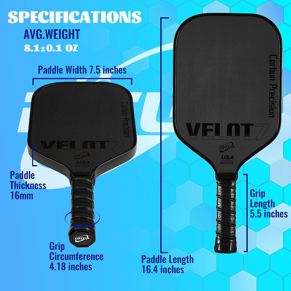 Pickleball Paddles,Pickleball Paddle,Carbon Fiber Pickle Ball Paddle-16Mm,Hot Pressing Process Racket for Lightweight,Superior Control,Spin,Power and Consistency,Usapa Approved