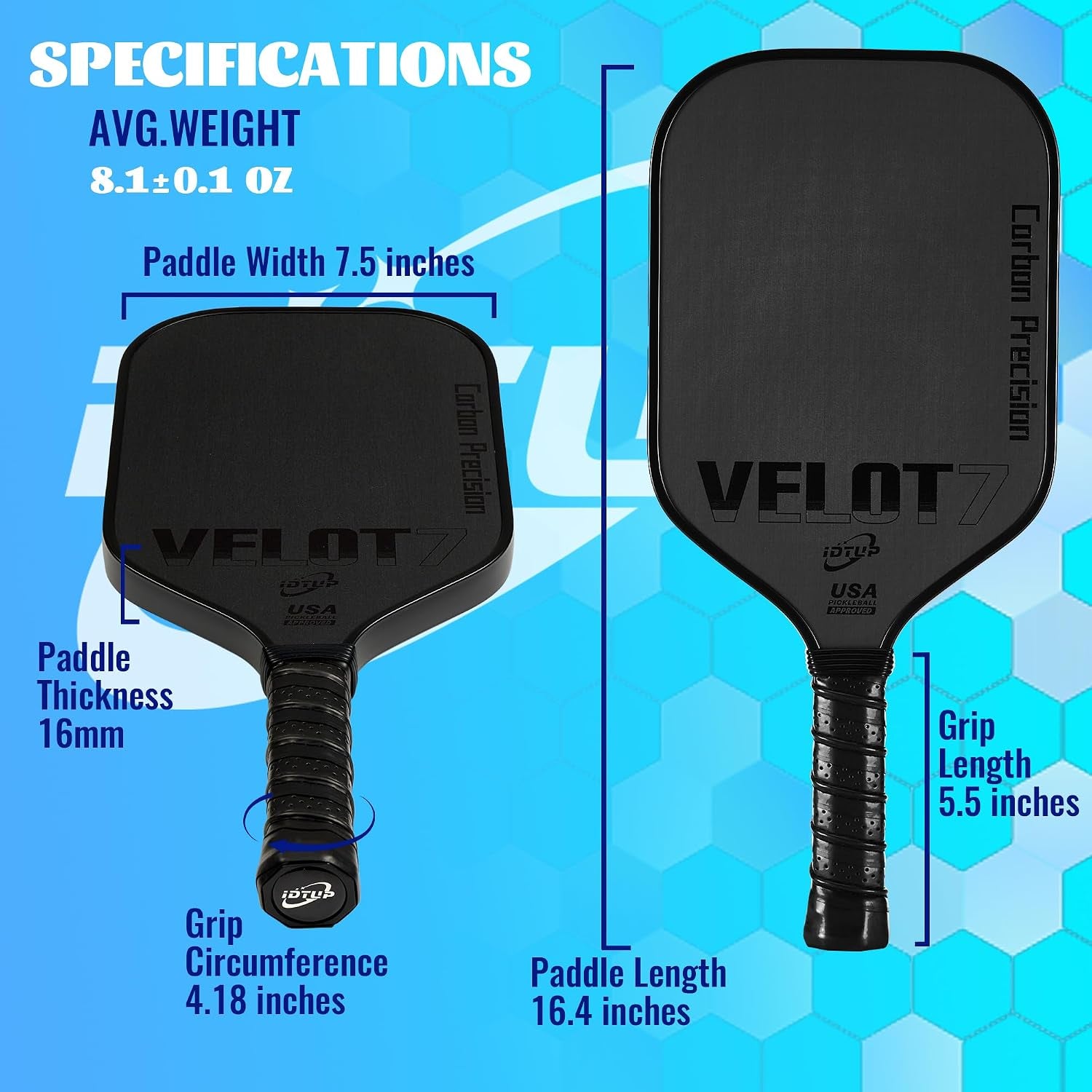 Pickleball Paddles,Pickleball Paddle,Carbon Fiber Pickle Ball Paddle-16Mm,Hot Pressing Process Racket for Lightweight,Superior Control,Spin,Power and Consistency,Usapa Approved